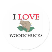 I Love Woodchucks Round Stickers