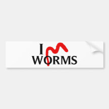 I Love Worms Bumper Stickers