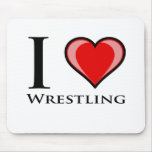 I Love Wrestling Mouse Pads