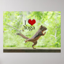 I Love Yoga Squirrel Posters