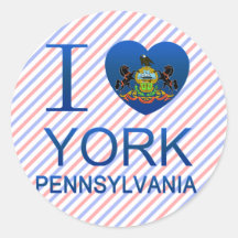 I Love York, PA Round Sticker