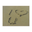 I love you - beach sand writing postcards