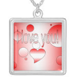 I Love You! Canada Flag Colours Pop Art Personalized Necklace