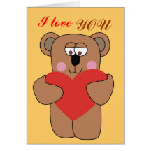 I love You Cute Teddy Bear Valentine Card