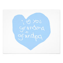 I Love You Grandma And Grandpa Blue Invites