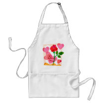 I Love You Hearts and Rose Abstract Apron
