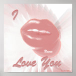 I Love You Hot Mauve Lips On Mauve Wings Poster posters
