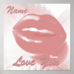I Love You Hot Mauve Lips On Mauve Wings Poster posters