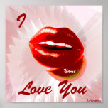 I Love You Hot Red Lips On White Wings Poster posters