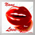 I Love You Hot Red Lips On White Wings Poster posters