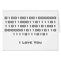 "I Love You" in Binary Code Cards
