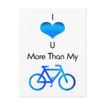 I Love You More Than My Bike in Blue postcards