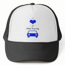 I love you more than my car in Blue by Mobo hats