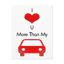 I love you more than my car in red by mobo postcards