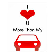 I love you more than my car red posters