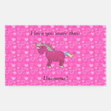 I love you more than unicorns rectangle stickers