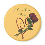 I Love You Mum Red Roses Heart Magnet