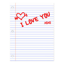 i love you : notebook paper postcards