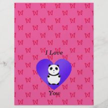 I love you panda pink butterfly pattern full color flyer