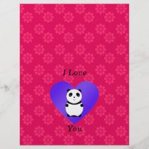 I love you panda pink flowers custom flyer