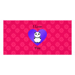 I love you panda pink flowers photo greeting card