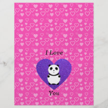 I love you panda pink hearts flyer design