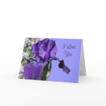 I Love You Purple Iris Flower Personalised Card