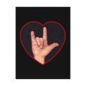 I LOVE YOU SIGN LANGUAGE ON BLACK postcards
