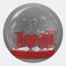 I Love You Snow Globe Sticker
