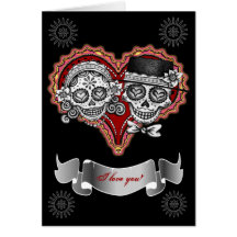 I Love You Sugar Skull Cards - Add your own text