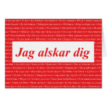 I Love You (Swedish) Customisable Greeting Cards