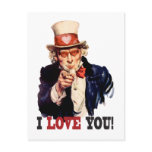 I Love You - Uncle Sam Style Valentine Postcard