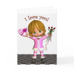I Love You - Valentine Card - Girl