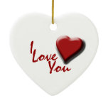 "I love you" valentine red heart decoration