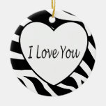 I Love You Zebra Heart Christmas Ornament
