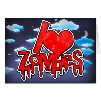 I Love Zombies Red Card by bartonleclaydesign