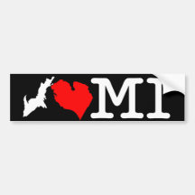 I ♥ MI (I heart Michigan) bumper sticker, white