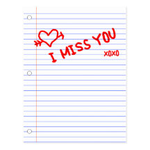 i miss you : notebook paper post cards