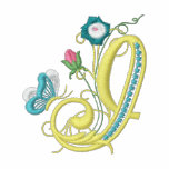 I monogram floral butterfly embroidery ladies polo