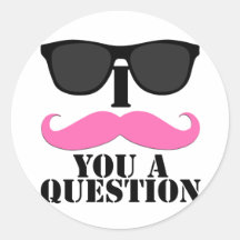 I Moustache You A Question Pink with Sunglasses Sticker