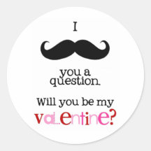 i moustache you a question round sticker