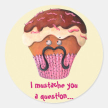 I Mustache you a question Cupcake Sticker