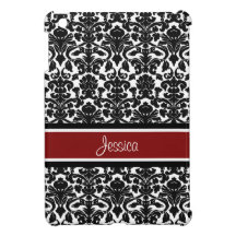 i Pad Mini Red Damask Custom Name