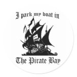 I park my boat in The Pirate Bay Round Stickers