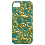 I PHONE 5 Cover GOLD & GREEN EMBOSSED LOOK iPhone 5 Cover