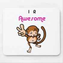I R Awesome Monkey Mouse Pads