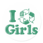 I Recycle Girls Round Sticker
