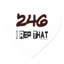 I Rep That 246 Area Code Heart Stickers