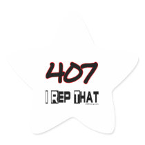 I Rep That 407 Area Code Star Sticker