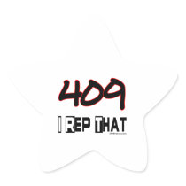I Rep That 409 Area Code Star Sticker